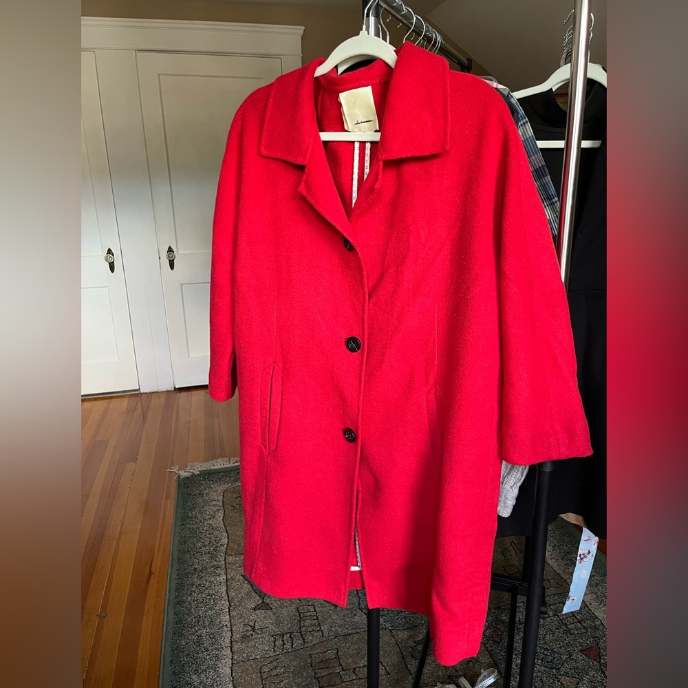 Anthropologie Elevenses Red Coat